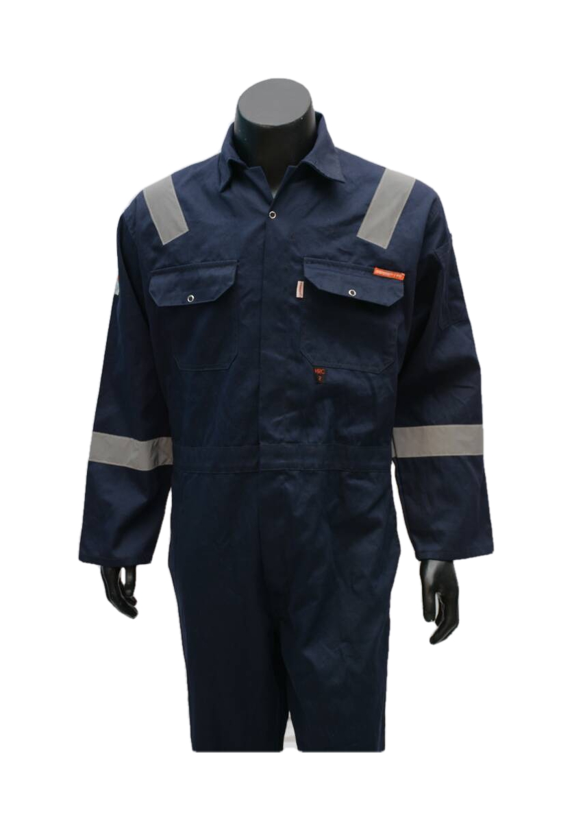 Navy industrial coverall with reflective strips from Pensy’s product portfolio
